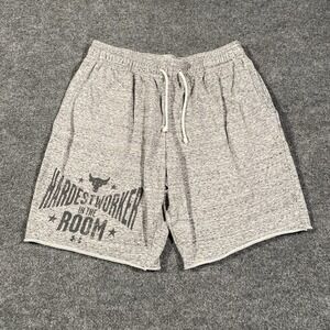 Under Armour Project Rock Terry Sweatshorts Mens XL Hardest Worker in the Room